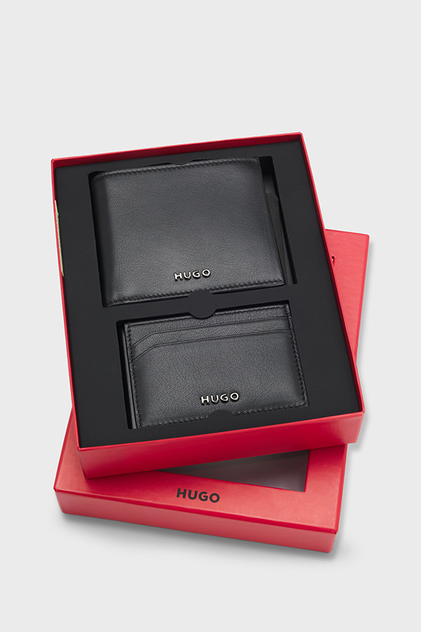 ΣΕΤ ΠΟΡΤΟΦΟΛΙ ΚΑΙ CARD HOLDER HUGO - 001 ΜΑΥΡΟ